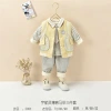New infant and toddler thin cotton vest three-piece set, thin cotton outwear, baby cotton jacket plus cotton outer vest three-piece set details Picture